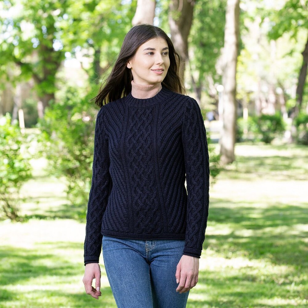 SAOL Navy Blue Women Aran Tunic Sweater  Women Size X-Small  NWT